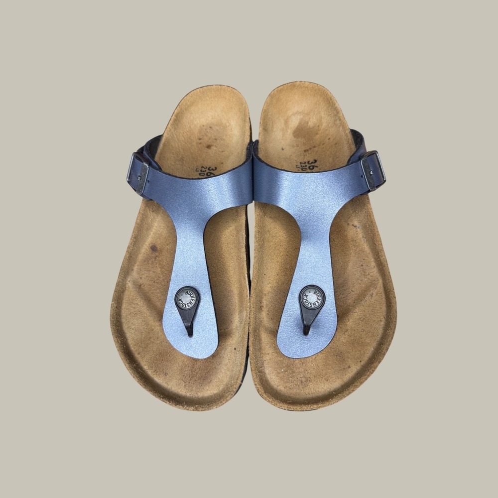 Birkenstock Gizeh Metallic Blue Thong Sandals EU 36 US Women 5-5.5 Regular Wide
